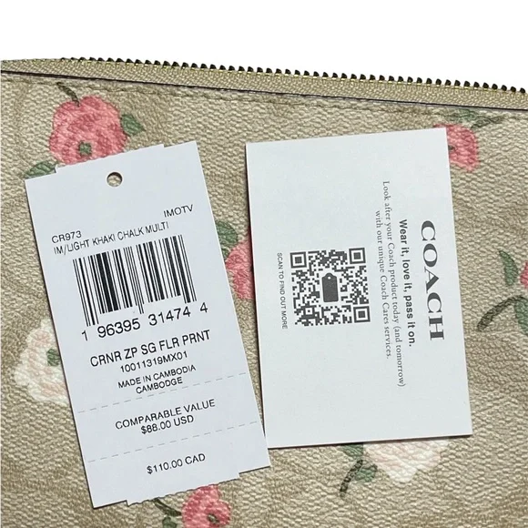 Coach Corner Zip Wristlet Floral Print NWT - Picture 6 of 9